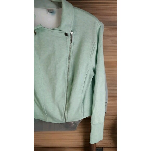H By Halston Jacket Size 12 Zip Green Pockets Cotton Blend - Picture 4 of 8